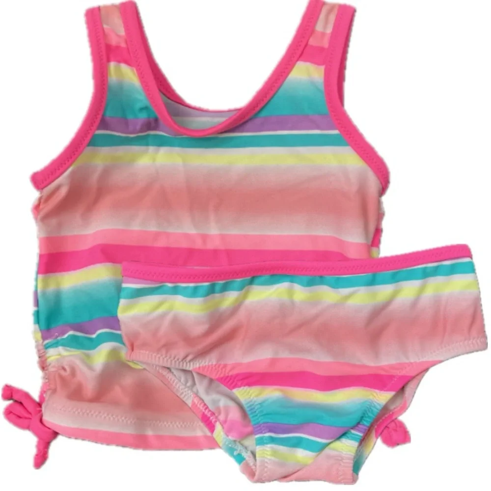 OSHKOSH B’GOSH 2 Pc Swimsuit Size 12 Months Pink Peach Purple Blue Yellow